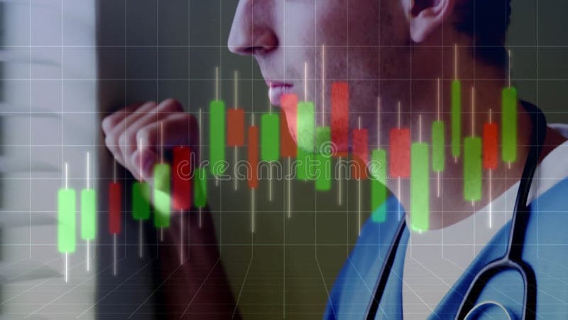 Απεικόνιση διαγράμματος σχετικά με καυκάσιους άνδρες γιατρούς που σκέφτονται απόθεμα βίντεο