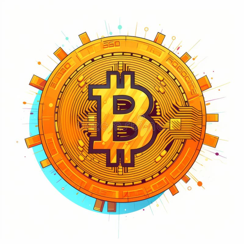 απεικόνιση διανύσματος bitcoin : σχέδιο cyberστερούμπαν με φωτεινά χρώματα και έντονα σχήματα διανυσματική απεικόνιση