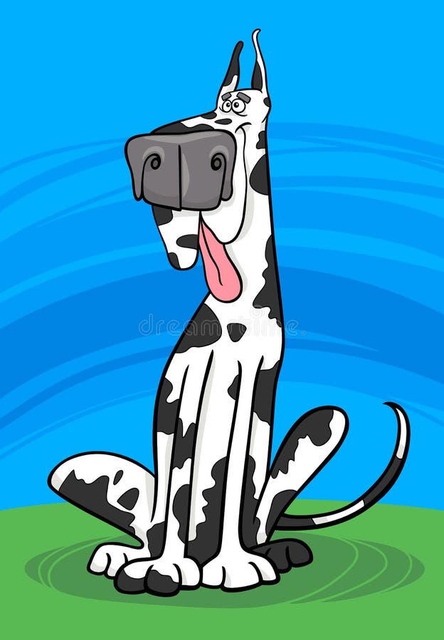 Cartoon Illustration of Funny Purebred Spotted Harlequin Dog. Cartoon Illustration of Funny Purebred Spotted Harlequin Dog