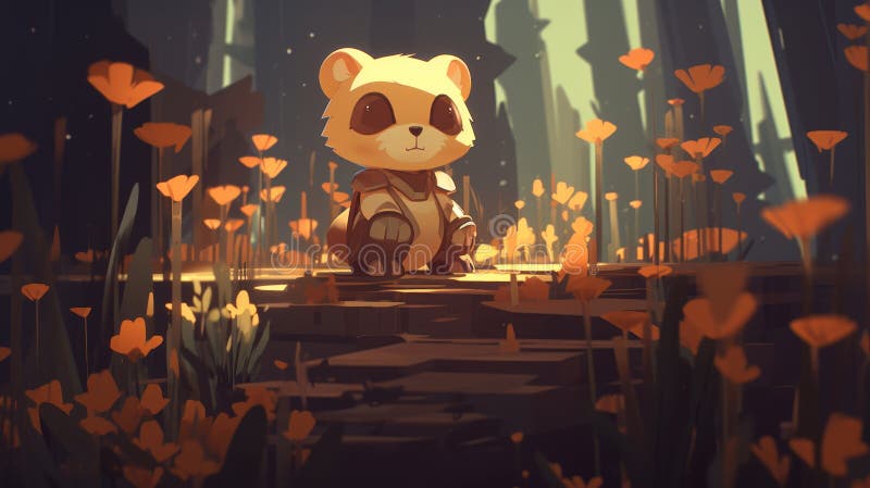 απεικόνιση υδατογραφήματος με panda σε μια ανθεκτική σκηνή από κινούμενη ταινία διανυσματική απεικόνιση