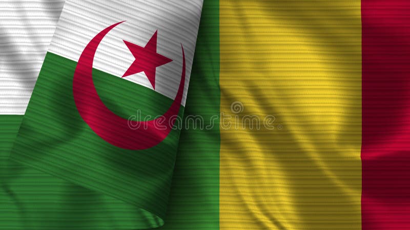 απεικόνιση υφάσματος υφάσματος υφάσματος με σημαία μαλί και αλγερίας