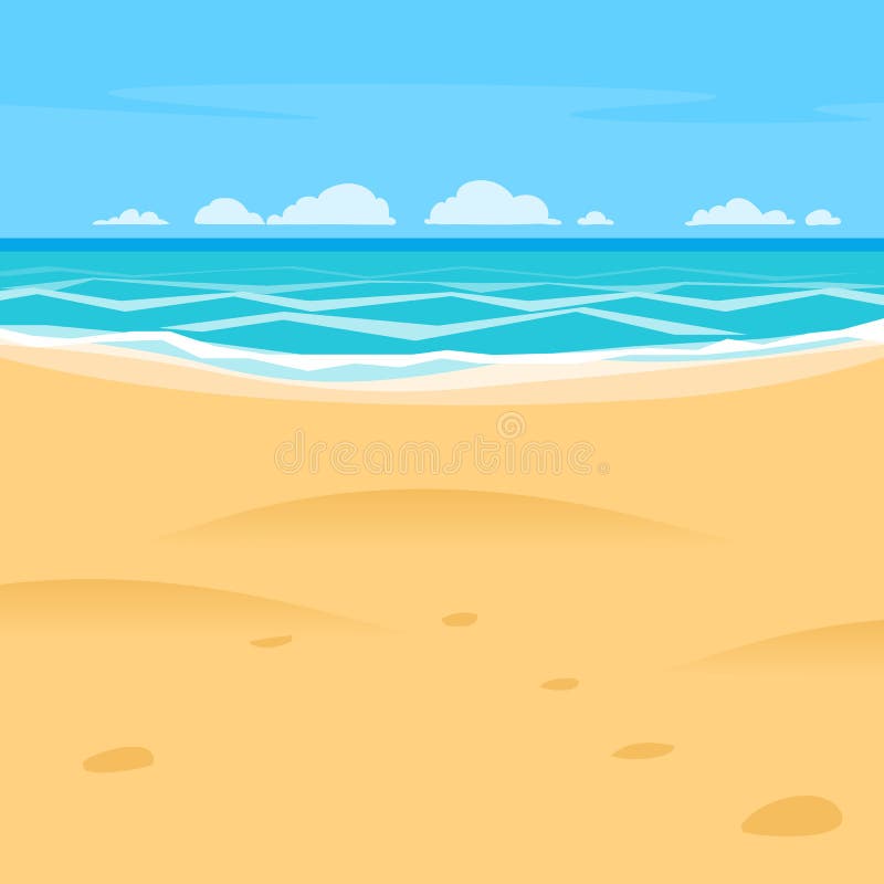 Απλό υπόβαθρο ύφους κινούμενων σχεδίων παραλιών άμμου Άποψη ακροθαλασσιών