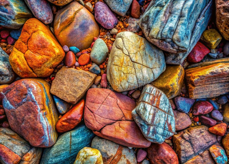 Αποκάλυψη της ανθεκτικής ομορφιάς των Rustic Field Stones Μια λεπτομερής μακροεξερεύνηση της φυσικής υφής απεικόνιση αποθεμάτων
