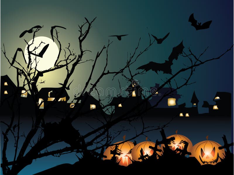 Halloween illustration with spooky Jack-o'-lantern. Halloween illustration with spooky Jack-o'-lantern