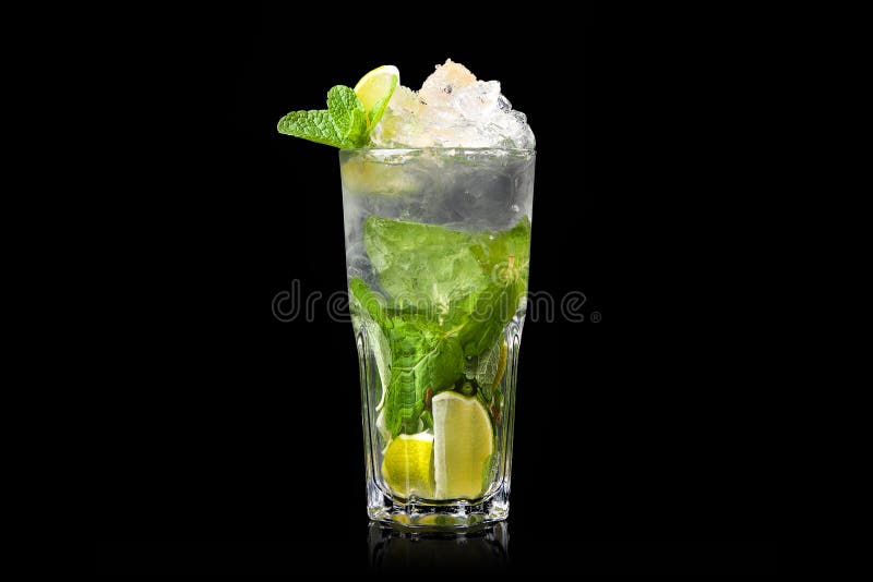 Mojito cocktail on black background. Mojito cocktail on black background