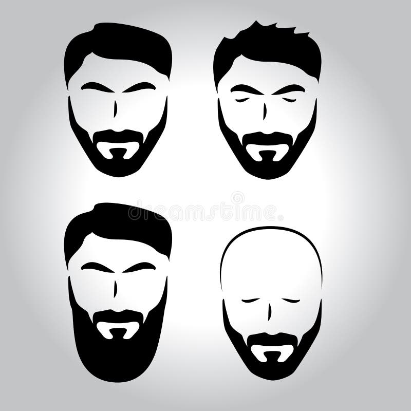 Απομονωμένο πρόσωπο με το mustache, γενειάδα, διανυσματικό σύνολο λογότυπων τρίχας Έμβλημα καταστημάτων κουρέων ατόμων διανυσματική απεικόνιση Απομονωμένο πρόσωπο με το mustache, γενειάδα, διανυσματικό σύνολο λογότυπων τρίχας Έμβλημα καταστημάτων κουρέων ατόμων διανυσματική απεικόνιση