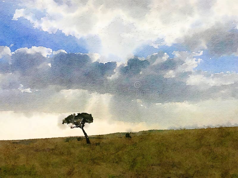 Απομονωμένο ψηφιακό watercolour δέντρων ελεύθερη απεικόνιση δικαιώματος