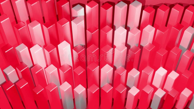 απόδοση 3d. αφηρημένες στήλες ως φόντο για το αναλυτικό γεωμετρικό φόντο θέματος 3δ ως αφηρημένα γραφικά. απεικόνιση στατιστικών δεδομένων με κόκκινο χρώμα.