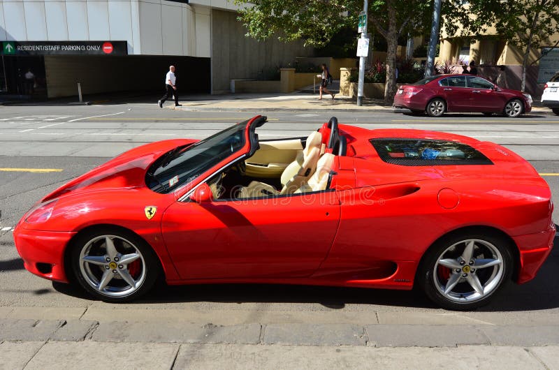 MELBOURNE - APR 14 2014:Ferrari F430 Spider.The car was designed by Pininfarina with aerodynamic simulation programs also used for Formula 1 cars. MELBOURNE - APR 14 2014:Ferrari F430 Spider.The car was designed by Pininfarina with aerodynamic simulation programs also used for Formula 1 cars.