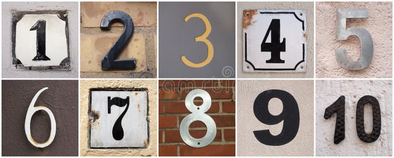 Set of house numbers from 1 to 10. Set of house numbers from 1 to 10