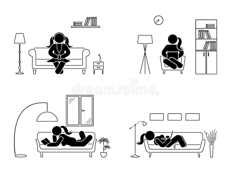 Αριθμός ραβδιών που στηρίζεται στο σύνολο homeposition Καθμένος, διαβάζοντας το βιβλίο, ακούοντας τη μουσική, που χρησιμοποιεί το ελεύθερη απεικόνιση δικαιώματος