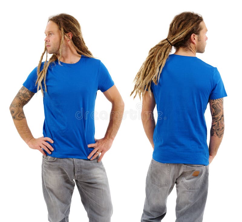 Αρσενικό με το κενό μπλε πουκάμισο και dreadlocks στοκ φωτογραφία Αρσενικό με το κενό μπλε πουκάμισο και dreadlocks στοκ φωτογραφία
