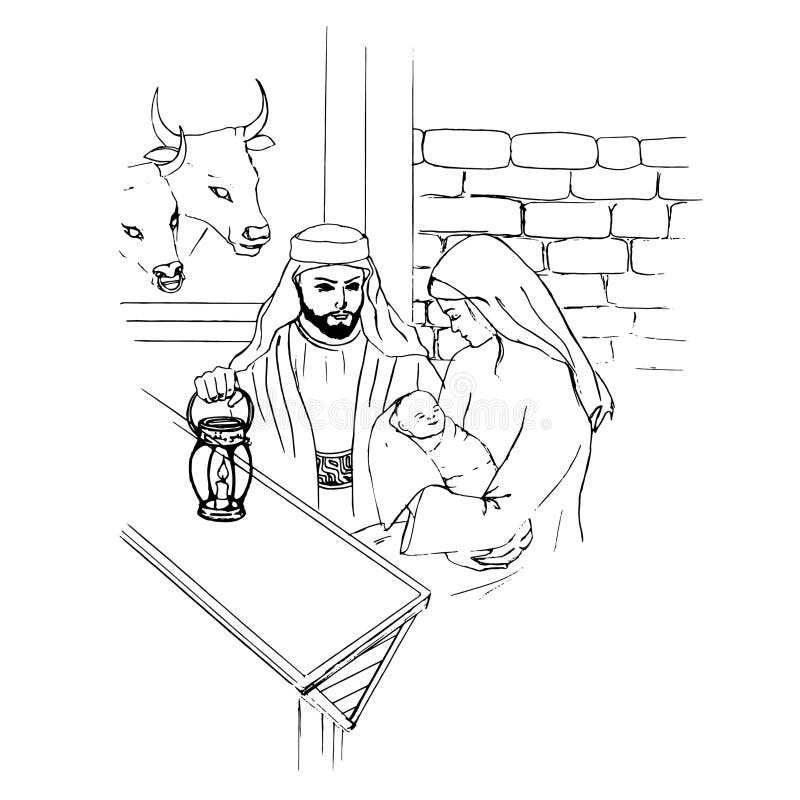 αρχαίο σύνολο σκηνής nativity ειδωλίων Joseph με τη Mary και το μωρό Ιησούς διανυσματική απεικόνιση αρχαίο σύνολο σκηνής nativity ειδωλίων Joseph με τη Mary και το μωρό Ιησούς διανυσματική απεικόνιση