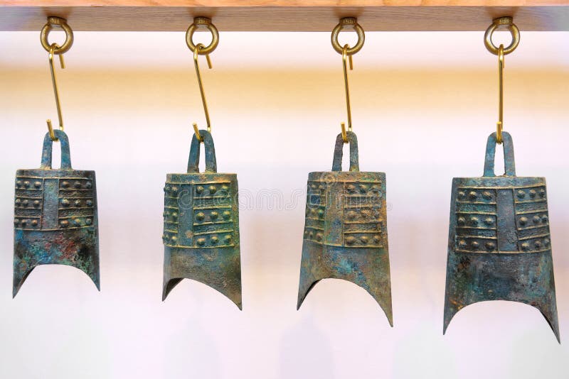 The close-up of ancient Chinese bronze chimes. The close-up of ancient Chinese bronze chimes.