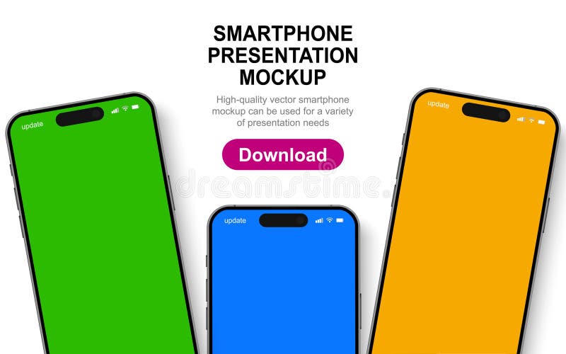 αρχική προβολή ομάδας mockup smartphone με shadow 3d mobile phones, υψηλής ποιότητας έξυπνη δημιουργία αντιγράφων ασφαλείας για πα ελεύθερη απεικόνιση δικαιώματος