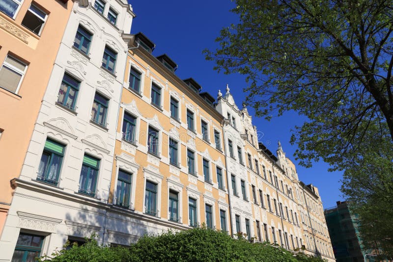 Chemnitz city, Germany. Residential architecture in East Germany. Apartment buildings of Kassberg district. Chemnitz city, Germany. Residential architecture in East Germany. Apartment buildings of Kassberg district