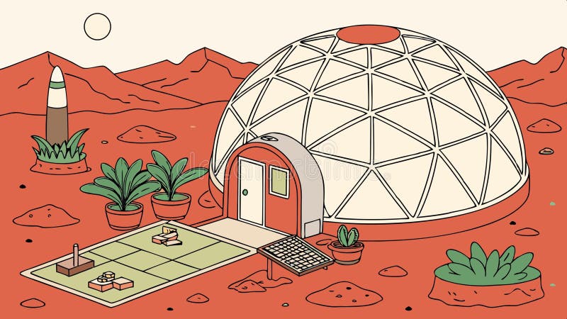 Αρχιτεκτονική τοπίου κατοικιών Dome μοναδική αρχιτεκτονική μοντέρνα μελλοντοστραφής σχεδίαση οικιακού διανύσματος Γενική τεχνητή ν απεικόνιση αποθεμάτων
