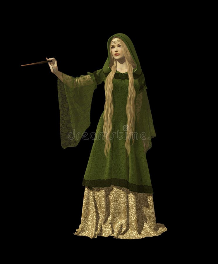 3d computer graphics of a fairy with a magic wand in a medieval garb. 3d computer graphics of a fairy with a magic wand in a medieval garb