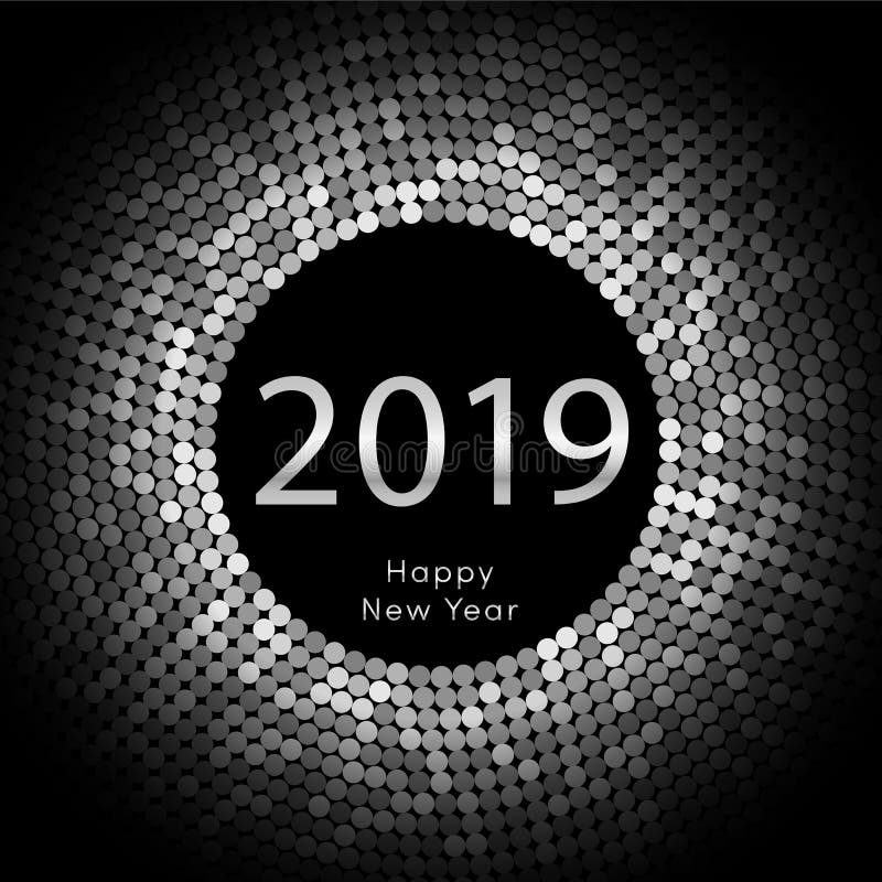 Ασημένια χαιρετώντας αφίσα έτους 2019 discoball νέα Δίσκος κύκλων καλής χρονιάς 2019 με το μόριο Ακτινοβολήστε γκρίζο σχέδιο σημε διανυσματική απεικόνιση Ασημένια χαιρετώντας αφίσα έτους 2019 discoball νέα Δίσκος κύκλων καλής χρονιάς 2019 με το μόριο Ακτινοβολήστε γκρίζο σχέδιο σημε διανυσματική απεικόνιση