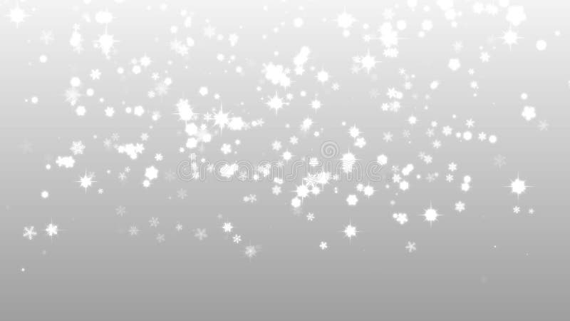 Ασημένιο υπόβαθρο Χριστουγέννων με snowflakes τα μειωμένα Χριστούγεννα διακοπών χιονιού με τα αστέρια ελεύθερη απεικόνιση δικαιώματος