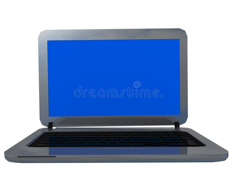 Ασημένιο χρώμα οθόνης lap-top κενό απομονωμένο μπλε - τρισδιάστατη απόδοση στοκ φωτογραφίες Ασημένιο χρώμα οθόνης lap-top κενό απομονωμένο μπλε - τρισδιάστατη απόδοση στοκ φωτογραφίες