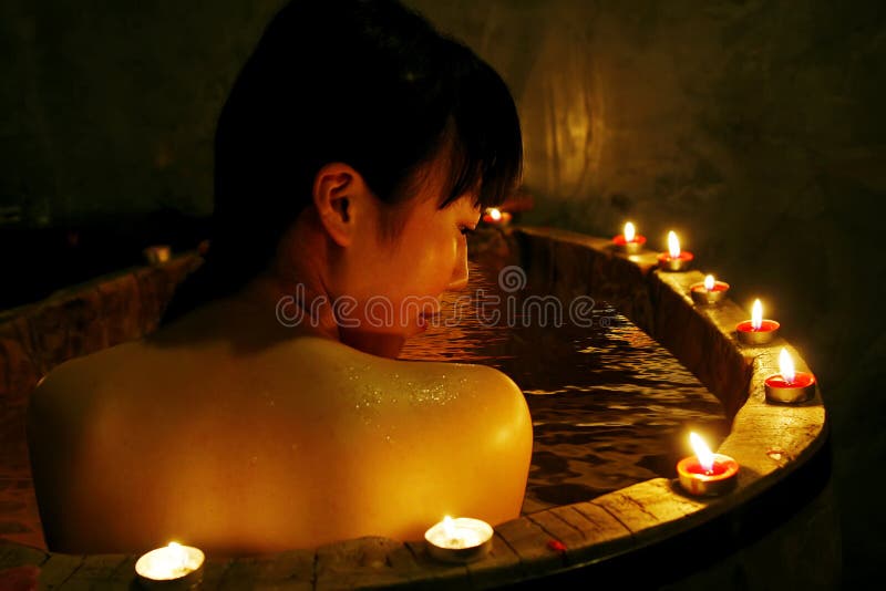 Beautiful Asian girl relaxing in spa. Beautiful Asian girl relaxing in spa