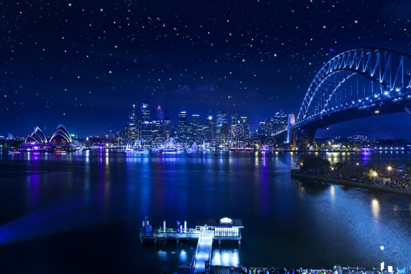 Sydney harbour skyline with the harbour bridge and Opera House. Sydney harbour skyline with the harbour bridge and Opera House