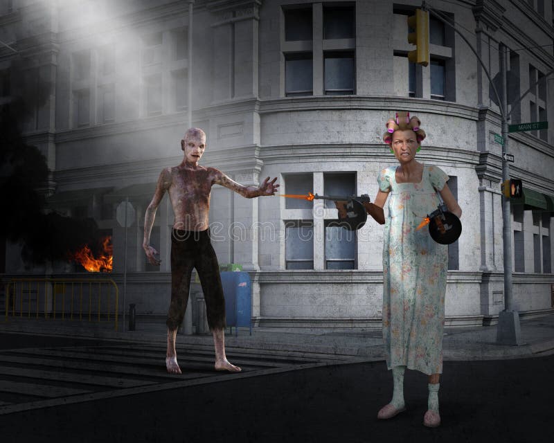 Αστεία αποκάλυψη, Zombie, ηλικιωμένη γυναίκα διανυσματική απεικόνιση Αστεία αποκάλυψη, Zombie, ηλικιωμένη γυναίκα διανυσματική απεικόνιση