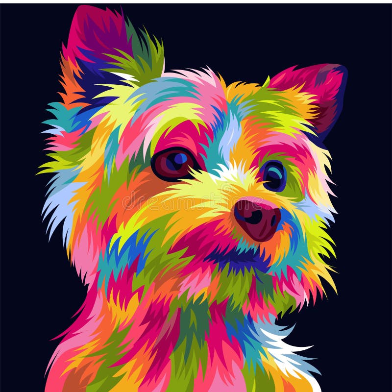 Αστείο και χαριτωμένο διάνυσμα σκύλου ποπ καλλιτεχνικό σε πλήρη χρώματα