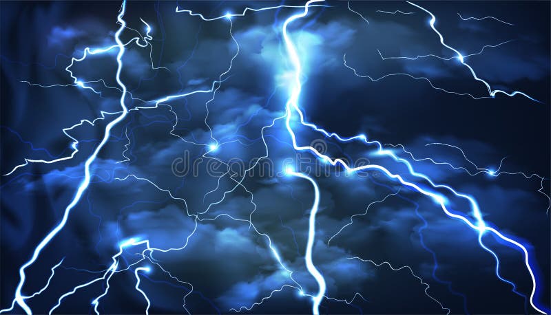 Αστραπή σε μπλε φόντο με αναλαμπές στοκ εικόνες