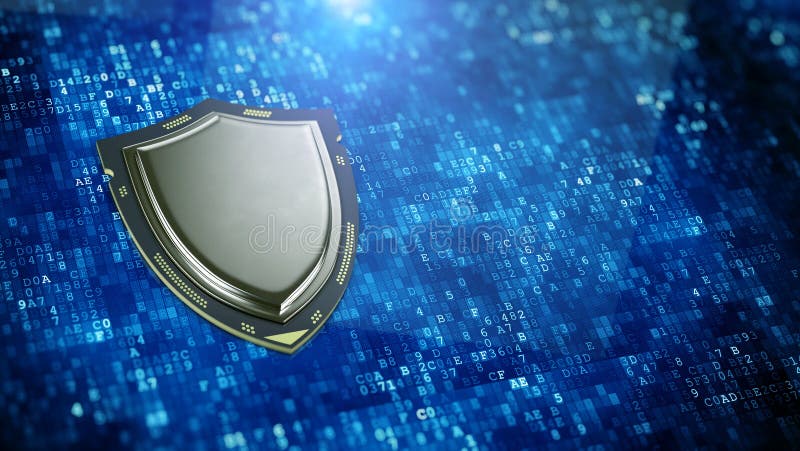 Ασφάλεια Cyber, έννοια ιδιωτικότητας πληροφοριών - διαμορφωμένος ασπίδα επεξεργαστής στο υπόβαθρο ψηφιακών στοιχείων απεικόνιση αποθεμάτων Ασφάλεια Cyber, έννοια ιδιωτικότητας πληροφοριών - διαμορφωμένος ασπίδα επεξεργαστής στο υπόβαθρο ψηφιακών στοιχείων απεικόνιση αποθεμάτων