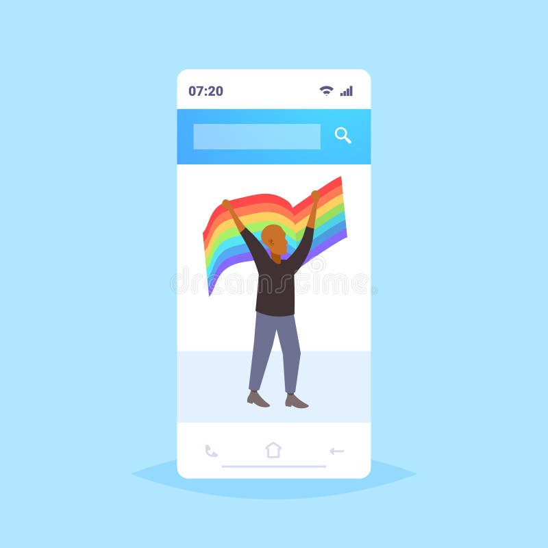 Ατόμων ομοφυλοφιλικό εκμετάλλευσης lgbt ουράνιων τόξων σημαιών αγάπης παρελάσεων υπερηφάνειας φεστιβάλ έννοιας smartphone αρσενικ απεικόνιση αποθεμάτων Ατόμων ομοφυλοφιλικό εκμετάλλευσης lgbt ουράνιων τόξων σημαιών αγάπης παρελάσεων υπερηφάνειας φεστιβάλ έννοιας smartphone αρσενικ απεικόνιση αποθεμάτων
