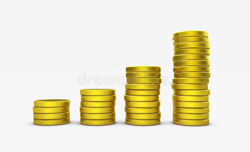 Αυξανόμενη χρυσή έννοια επιχειρησιακής επιτυχίας σωρών νομισμάτων απεικόνιση αποθεμάτων Αυξανόμενη χρυσή έννοια επιχειρησιακής επιτυχίας σωρών νομισμάτων απεικόνιση αποθεμάτων