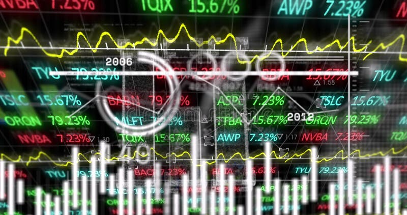 αυτό το βίντεο εμφανίζει οικονομικά δεδομένα που υποβάλλονται σε επεξεργασία σε μαύρο φόντο απεικόνιση αποθεμάτων