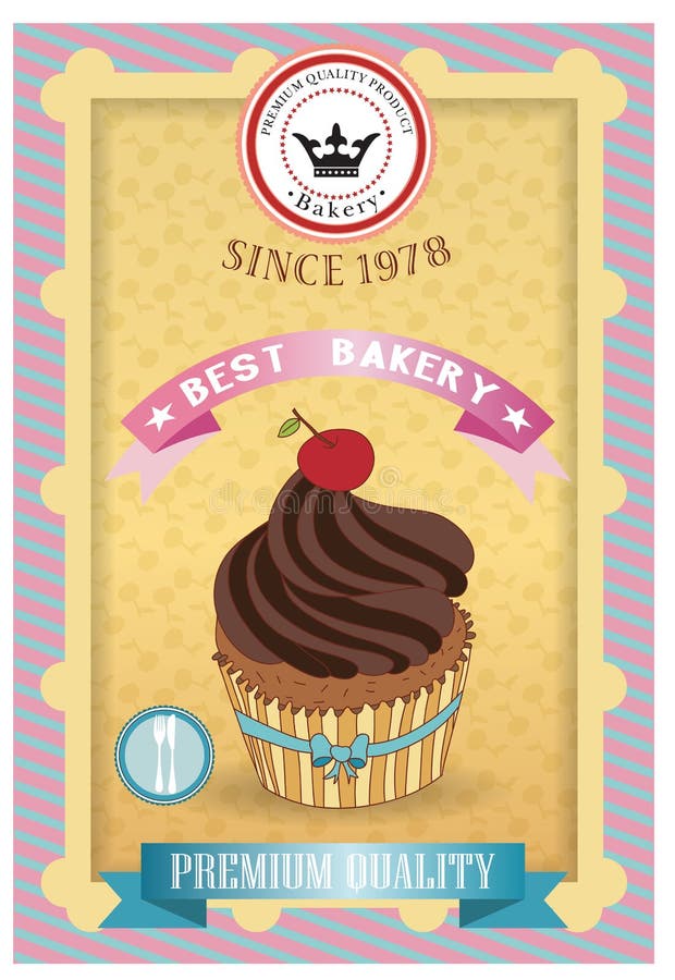 Αφίσα Cupcake Αναδρομικό εκλεκτής ποιότητας σχέδιο ελεύθερη απεικόνιση δικαιώματος Αφίσα Cupcake Αναδρομικό εκλεκτής ποιότητας σχέδιο ελεύθερη απεικόνιση δικαιώματος