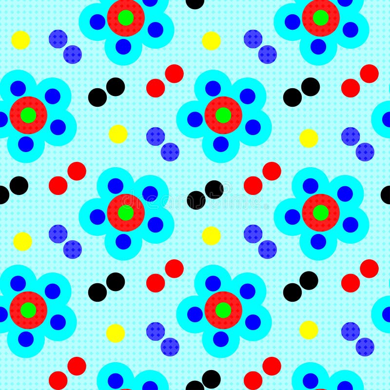Αφηρημένα psychedelic λουλούδια στην μπλε διανυσματική απεικόνιση σχεδίων υποβάθρου άνευ ραφής απεικόνιση αποθεμάτων Αφηρημένα psychedelic λουλούδια στην μπλε διανυσματική απεικόνιση σχεδίων υποβάθρου άνευ ραφής απεικόνιση αποθεμάτων