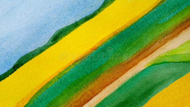 Αφηρημένα διαγώνια συρμένα watercolor λωρίδες τοπίων υποβάθρου αγροτικά της ταινίας στο μπλε, κίτρινος, πράσινος και καφετής διανυσματική απεικόνιση Αφηρημένα διαγώνια συρμένα watercolor λωρίδες τοπίων υποβάθρου αγροτικά της ταινίας στο μπλε, κίτρινος, πράσινος και καφετής διανυσματική απεικόνιση