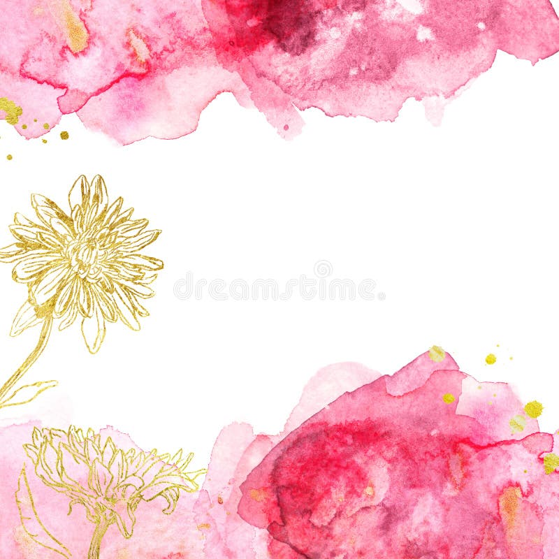 ΑφηÏημÎνα Ïοζ Watercolor και burgundy υπόβαθÏο με τα χÏυσά λουλοÏδια, συÏμÎνη χΠστοκ εικόνα με δικαίωμα ελεύθερης χρήσης