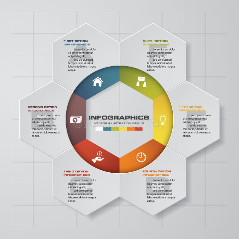 Αφηρημένα 6 στοιχεία infographis βημάτων επίσης corel σύρετε το διάνυσμα απεικόνισης διανυσματική απεικόνιση Αφηρημένα 6 στοιχεία infographis βημάτων επίσης corel σύρετε το διάνυσμα απεικόνισης διανυσματική απεικόνιση