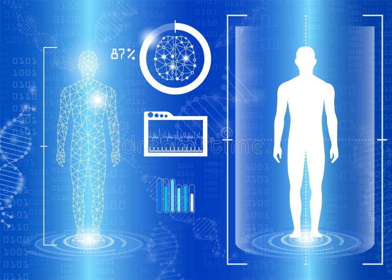 Abstract background technology concept in blue light,human body heal,technology modern medical science in future and global international medical with tests analysis clone DNA human. Abstract background technology concept in blue light,human body heal,technology modern medical science in future and global international medical with tests analysis clone DNA human