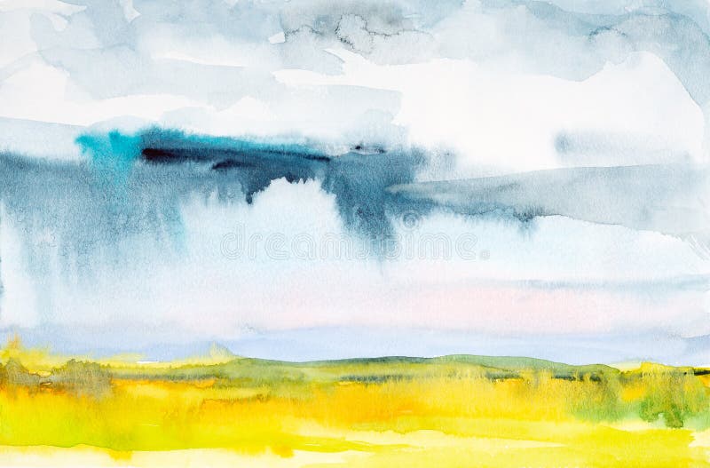 Αφηρημένη απεικόνιση Watercolor ενός ρωσικού τομέα με ένα δάσος στο υπόβαθρο απεικόνιση αποθεμάτων Αφηρημένη απεικόνιση Watercolor ενός ρωσικού τομέα με ένα δάσος στο υπόβαθρο απεικόνιση αποθεμάτων