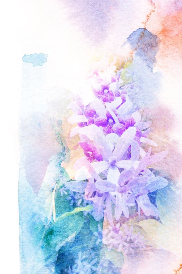 Αφηρημένη απεικόνιση watercolor του πορφυρού στεφανιού ανθών απεικόνιση αποθεμάτων Αφηρημένη απεικόνιση watercolor του πορφυρού στεφανιού ανθών απεικόνιση αποθεμάτων