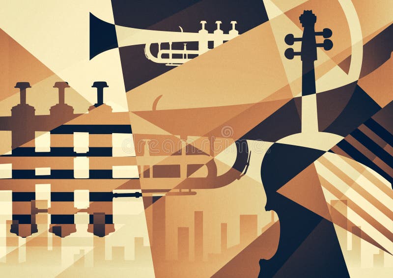 Αφηρημένη αφίσα της Jazz, υπόβαθρο μουσικής απεικόνιση αποθεμάτων