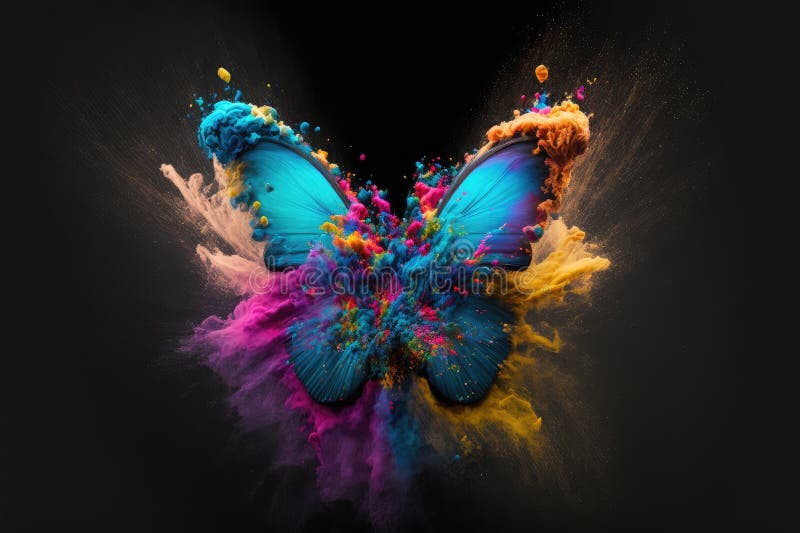 αφηρημένη εξερεύνηση χρωματισμός σκόνης στην έννοια φανταστική πεταλούδα
