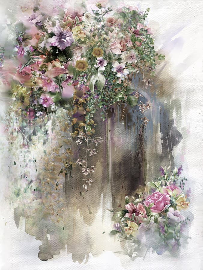 Αφηρημένη ζωηρόχρωμη ζωγραφική watercolor λουλουδιών Άνοιξη πολύχρωμη στη φύση ελεύθερη απεικόνιση δικαιώματος Αφηρημένη ζωηρόχρωμη ζωγραφική watercolor λουλουδιών Άνοιξη πολύχρωμη στη φύση ελεύθερη απεικόνιση δικαιώματος