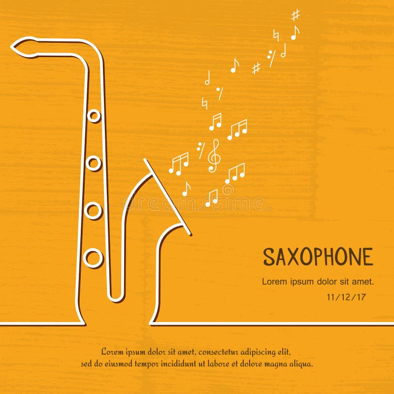 Αφηρημένη κάλυψη saxophone μουσικής Γραφική διανυσματική απεικόνιση αφισών Σύγχρονο χαριτωμένο υπόβαθρο γραμμών καρτών Υγιής έννο απεικόνιση αποθεμάτων