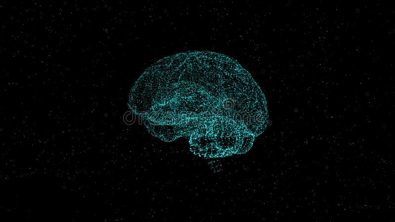 Neuro activity concept. Abstract glowing brain structure formed from tiny particles floating in dark space. Neuro activity concept. Abstract glowing brain structure formed from tiny particles floating in dark space.