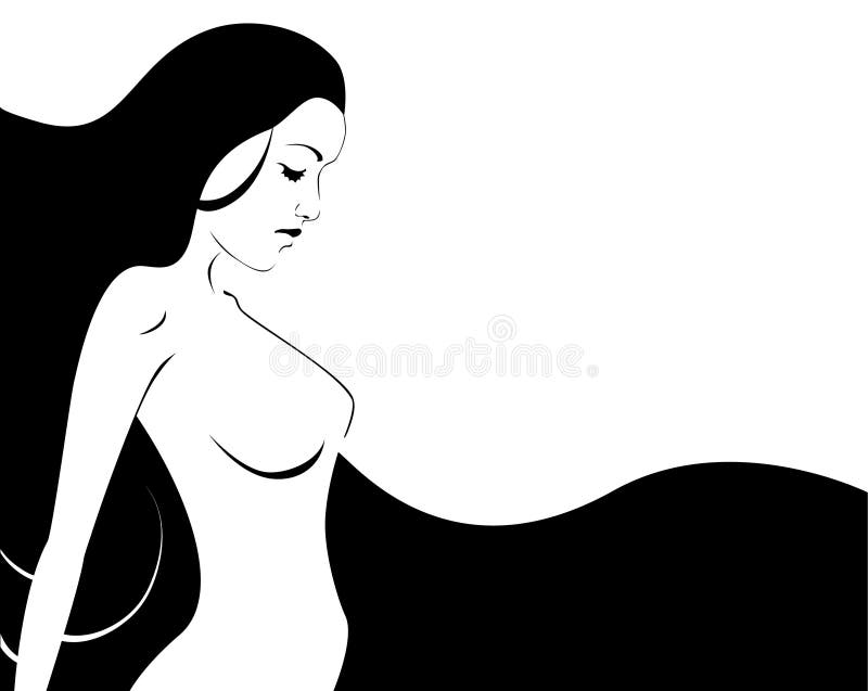 Abstract woman with black hair wave-like. Abstract woman with black hair wave-like