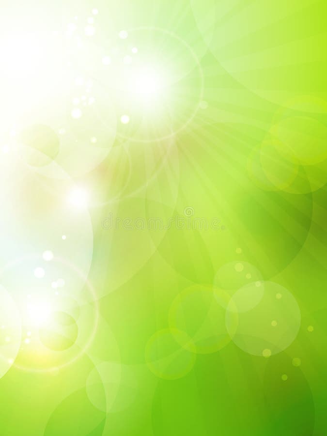 Abstract green blurry background with overlying semitransparent circles, light effects and sun burst. Great spring or green environmental background. Space for your text. EPS10. Abstract green blurry background with overlying semitransparent circles, light effects and sun burst. Great spring or green environmental background. Space for your text. EPS10