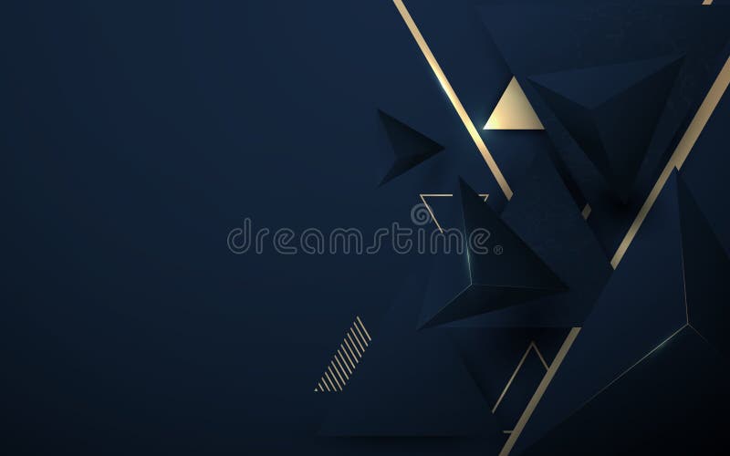 Αφηρημένη τρισδιάστατη polygonal πολυτέλεια σχεδίων σκούρο μπλε με το χρυσό υπόβαθρο ελεύθερη απεικόνιση δικαιώματος